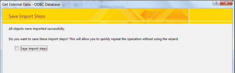 The Save Import Steps dialog shows a check box option titled "Save import steps."